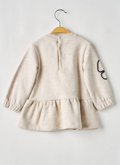 Robe mi-longue col rond manches longues beige MAYORAL fille