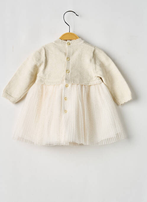 Robe mi-longue col rond manches longues beige MAYORAL fille