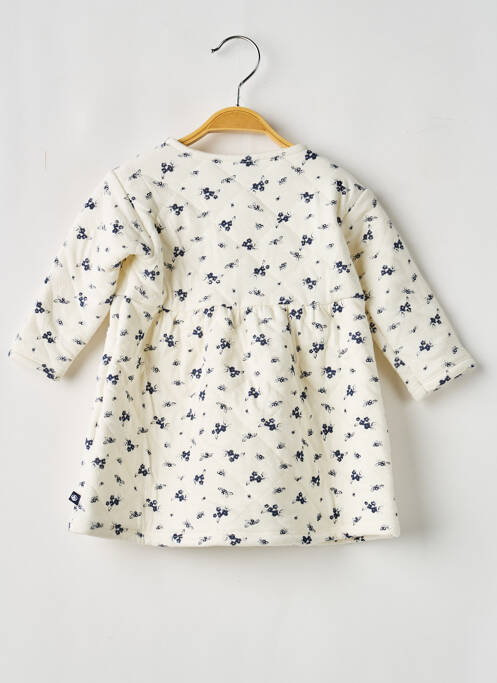 Robe mi-longue col rond manches longues blanc PETIT BATEAU fille