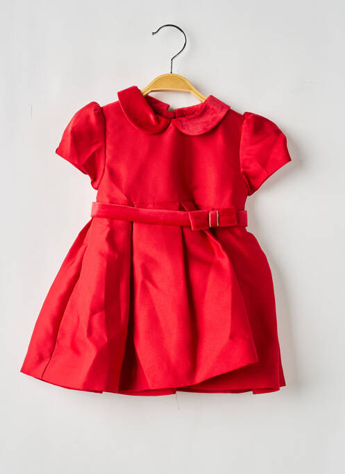 Robe mi-longue fermeture zippée au dos manches courtes rouge MAYORAL fille