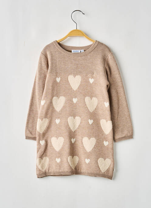 Robe pull imprimé fantaisie manches longues beige NOUKIE'S fille