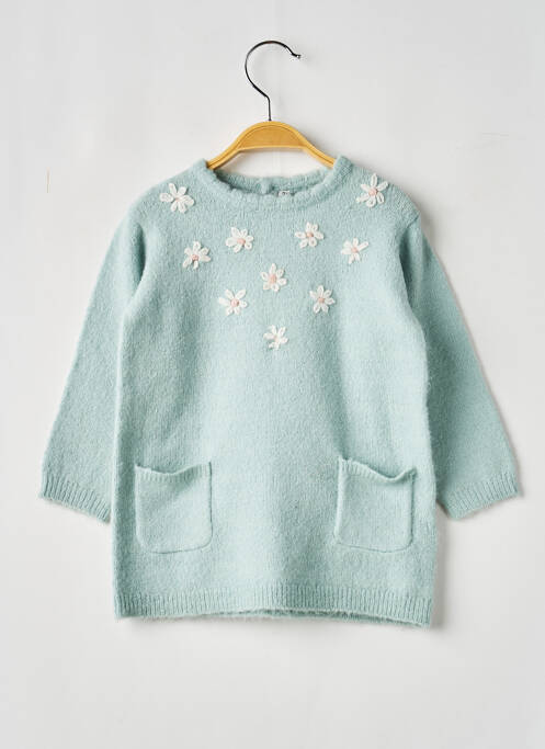 Robe pull broderie manches longues bleu LOSAN fille