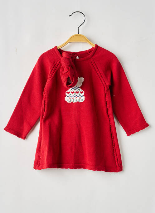 Robe pull broderie manches longues rouge MAYORAL fille