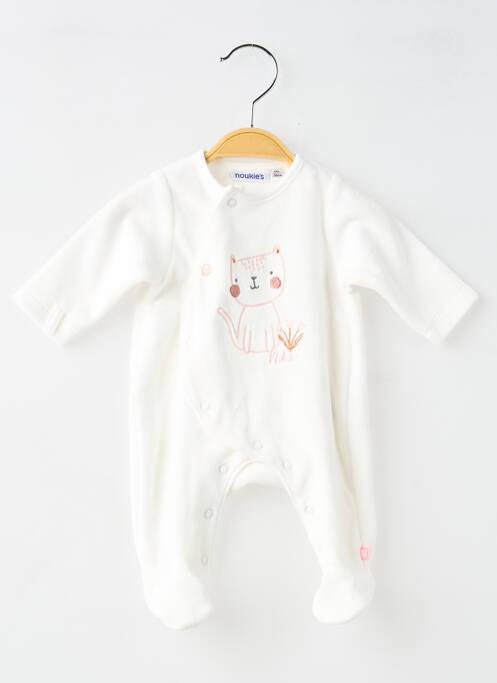 Pyjama fermeture pressionnée blanc NOUKIE'S fille