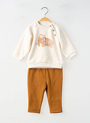 Ensemble pantalon taille élastique marron NOUKIE'S garcon
