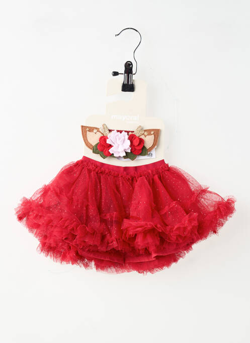 Jupe courte tissage tulle rouge MAYORAL fille