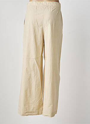 Pantalon droit fermeture zippée sous rabat boutonné beige BLANC BOHEME femme