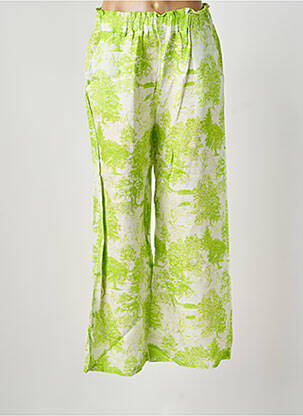 Pantalon droit taille élastique vert BLANC BOHEME femme