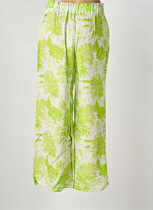 Pantalon droit taille élastique vert BLANC BOHEME femme