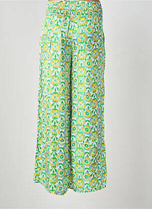 Pantalon flare taille élastique vert BLANC BOHEME femme
