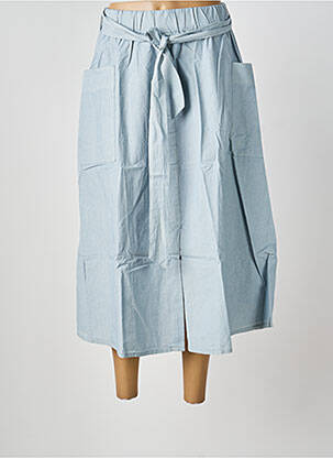 Jupe longue coupe évasée bleu BLANC BOHEME femme