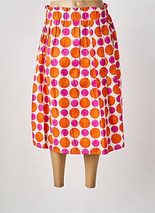 Jupe longue imprimé fantaisie orange BLANC BOHEME femme