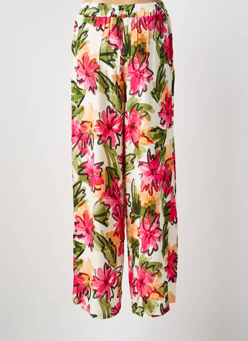 Pantalon droit taille élastique rose BLANC BOHEME femme