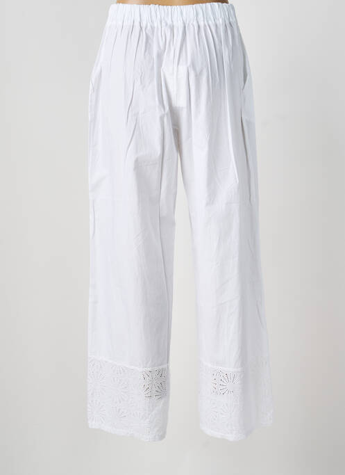 Pantalon droit taille élastique blanc BLANC BOHEME femme
