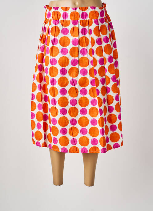 Jupe longue imprimé fantaisie orange BLANC BOHEME femme