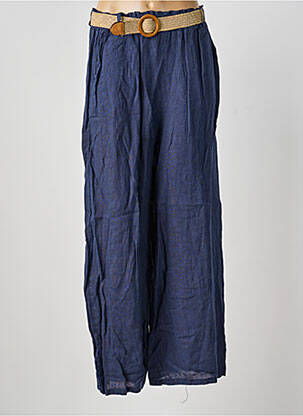 Pantalon droit taille élastique bleu BLANC BOHEME femme