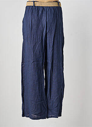 Pantalon droit taille élastique bleu BLANC BOHEME femme