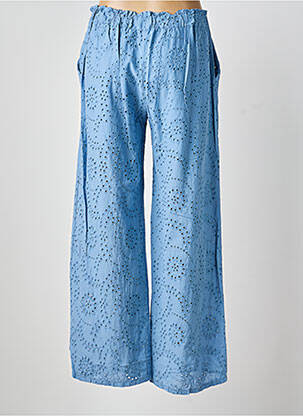 Pantalon flare taille élastique bleu BLANC BOHEME femme