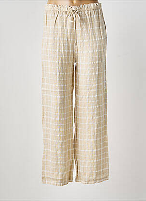 Pantalon droit taille élastique beige BLANC BOHEME femme
