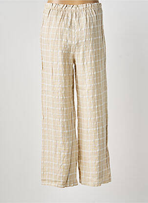 Pantalon droit taille élastique beige BLANC BOHEME femme