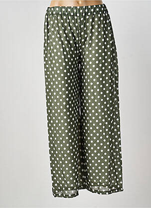 Pantalon droit taille élastique vert BLANC BOHEME femme