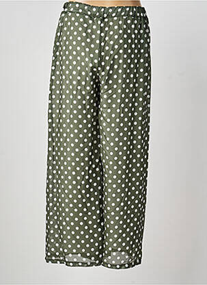 Pantalon droit taille élastique vert BLANC BOHEME femme