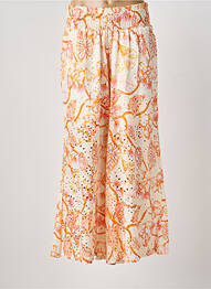 Pantalon flare taille élastique orange BLANC BOHEME femme