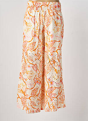 Pantalon flare taille élastique orange BLANC BOHEME femme
