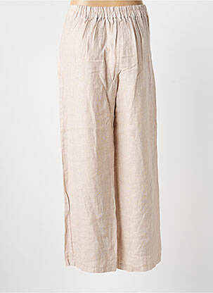 Pantalon droit fermeture zippée sous rabat boutonné beige BLANC BOHEME femme