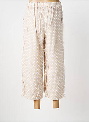 Pantacourt coupe droite beige BLANC BOHEME femme