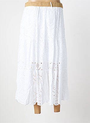 Jupe longue coupe évasée blanc BLANC BOHEME femme