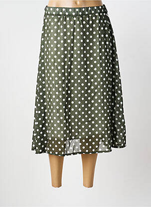 Jupe mi-longue coupe évasée vert BLANC BOHEME femme