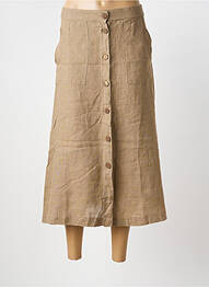 Jupe longue coupe évasée beige BLANC BOHEME femme