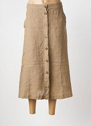 Jupe longue coupe évasée beige BLANC BOHEME femme