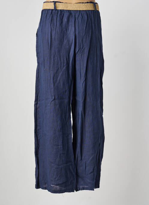 Pantalon droit taille élastique bleu BLANC BOHEME femme
