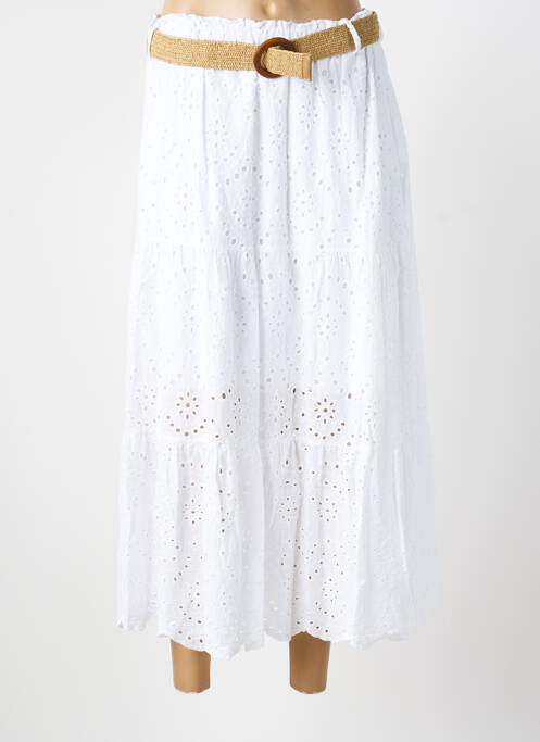 Jupe longue coupe évasée blanc BLANC BOHEME femme