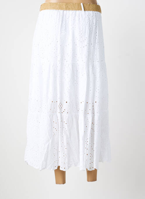 Jupe longue coupe évasée blanc BLANC BOHEME femme