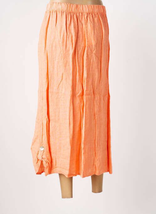 Jupe longue coupe évasée orange BLANC BOHEME femme
