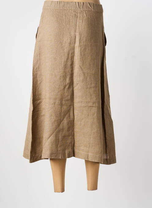 Jupe longue coupe évasée beige BLANC BOHEME femme