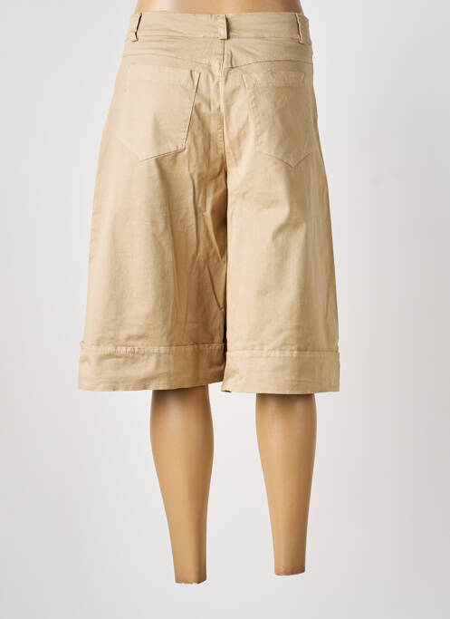 Bermuda fermeture zippée sous rabat boutonné beige BLANC BOHEME femme