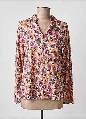 Blouse imprimé fantaisie manches longues marron SOET femme