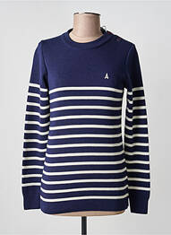 Pull coupe cintrée manches longues bleu MAISON FT femme