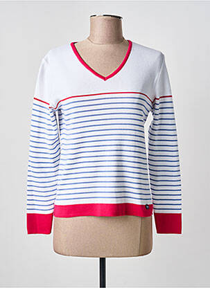 Pull coupe cintrée manches longues blanc ALL'OCEAN femme