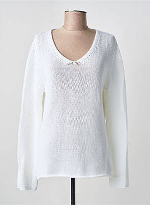 Pull maille ajourée manches longues blanc ALL'OCEAN femme