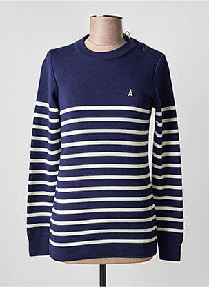 Pull coupe cintrée manches longues bleu MAISON FT femme