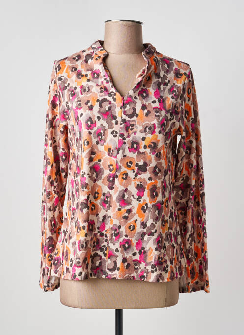 Blouse imprimé fantaisie manches longues marron SOET femme
