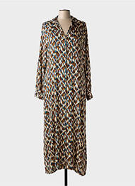 Robe longue manches longues manches longues marron SENORETTA femme