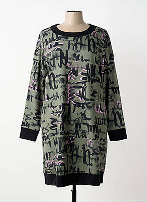Robe pull coupe droite manches longues vert SENORETTA femme
