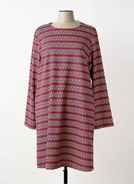 Robe mi-longue imprimé fantaisie manches longues rose SENORETTA femme