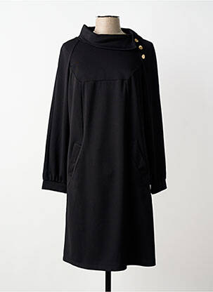 Robe pull coupe droite manches longues noir SENORETTA femme